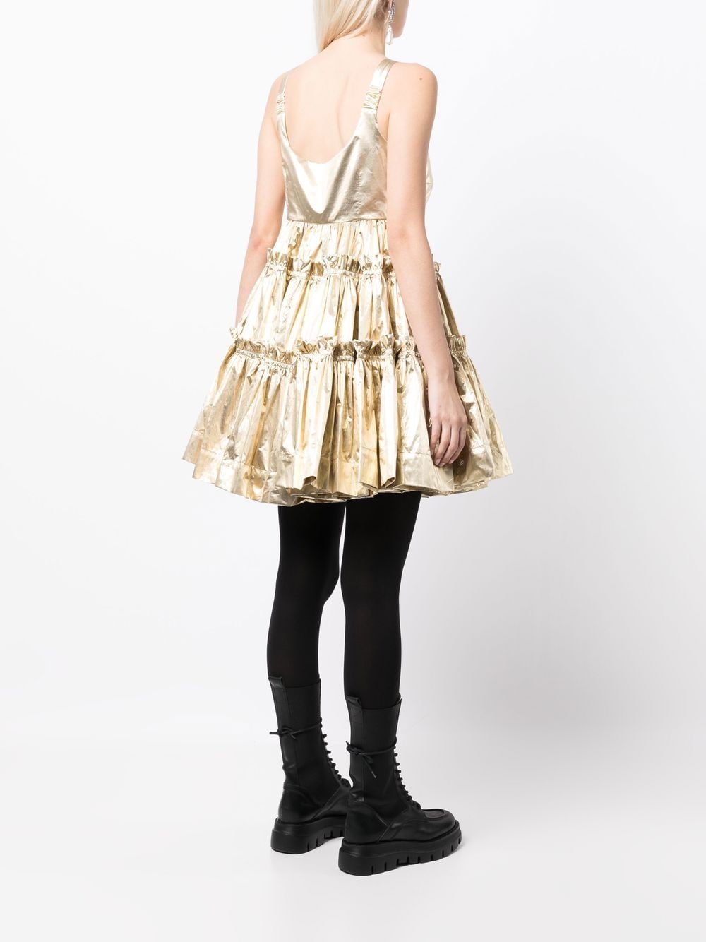 Shop Molly Goddard Tiered A-line Dress In Gold