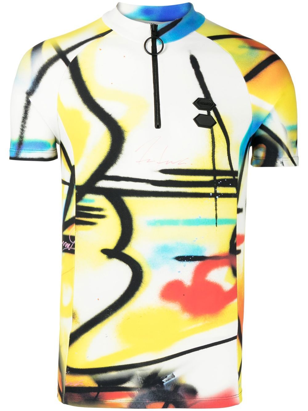 

Off-White abstract-print zip-up T-shirt - Multicolour