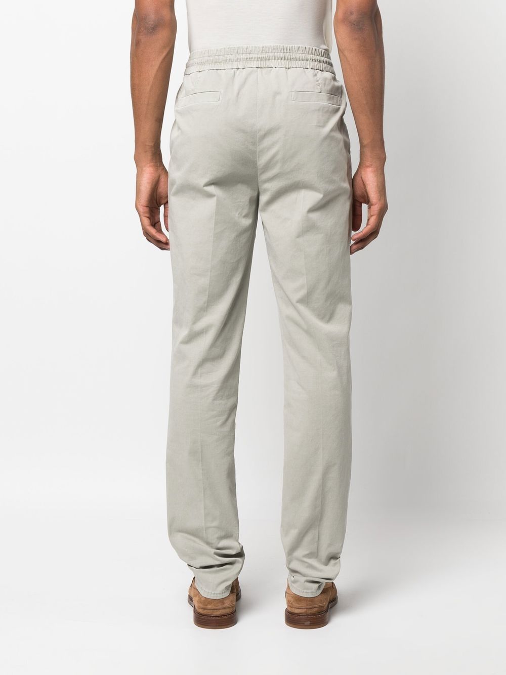 Shop Brunello Cucinelli Drawstring-waist Tapered Trousers In Grau
