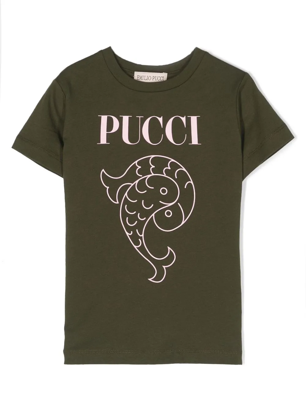

PUCCI Junior playera con logo estampado - Verde