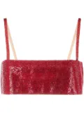 Nuè rhinestone-embellished silk crop top - Red