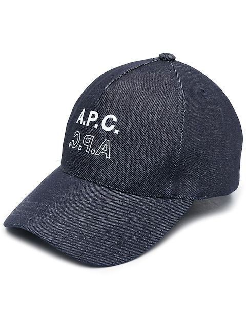 A.P.C. logo-print denim cap