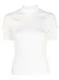 Helmut Lang ribbed cut-out sleeve top - White