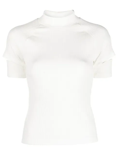 Helmut Lang ribbed cut-out sleeve top 