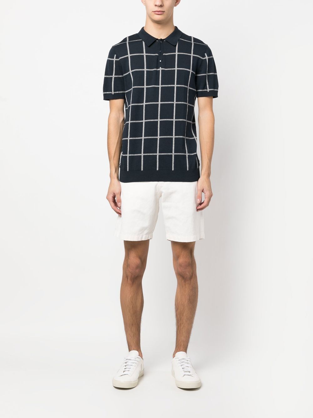 Ron Dorff grid-print polo shirt - Blauw