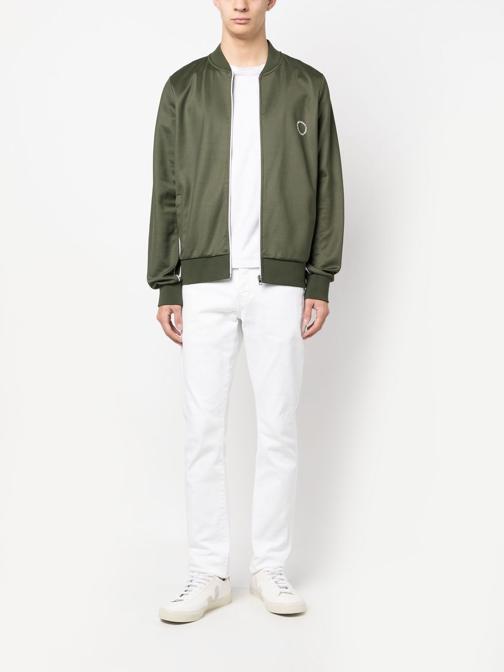 Ron Dorff piped-trim bomber jacket - Groen