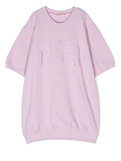 Nº21 Kids logo-embroidered short-sleeved dress