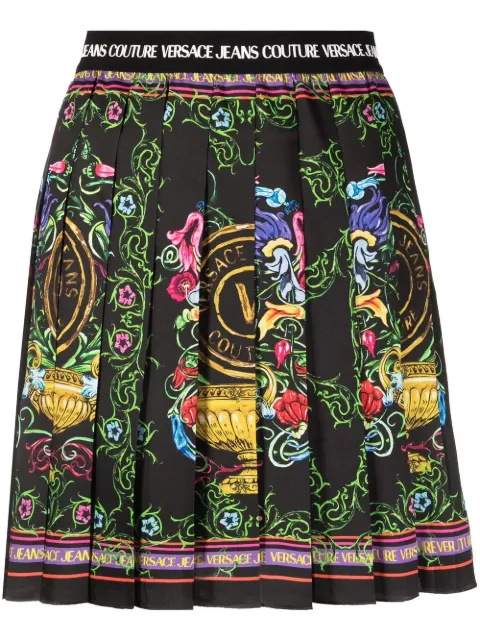 Versace Jeans Couture V-Emblem Garden-print miniskirt