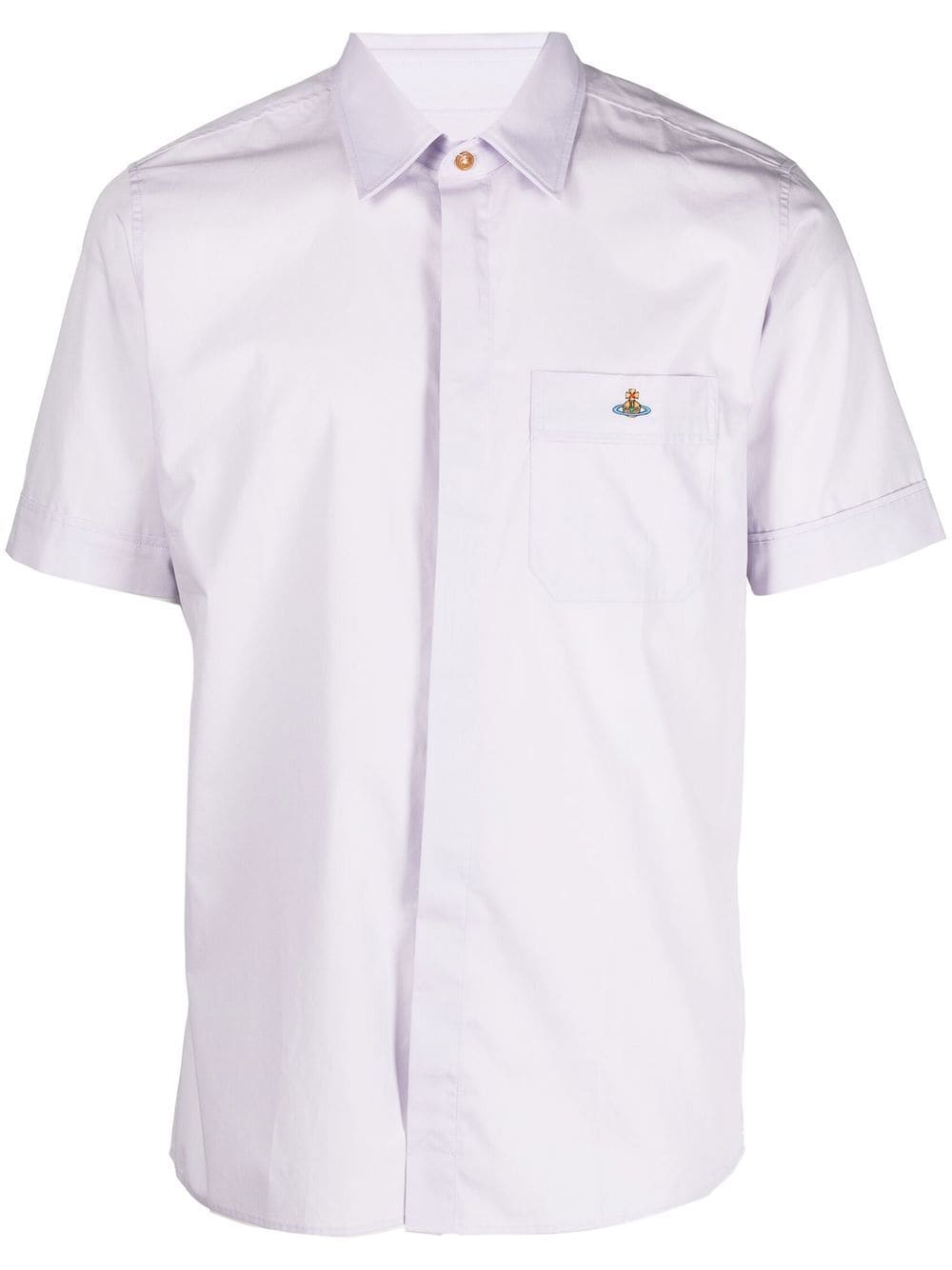 Vivienne Westwood Orb Embroidered-logo Short-sleeve Shirt In J404 Lavender