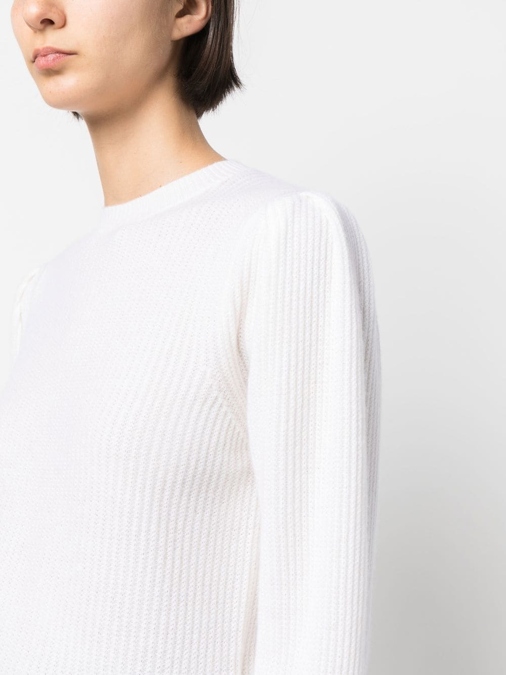 Shop Allude Puff-sleeved Cashmere Jumper In Weiss