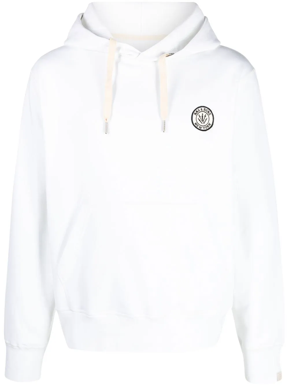 

rag & bone logo patch drawstring hoodie - White