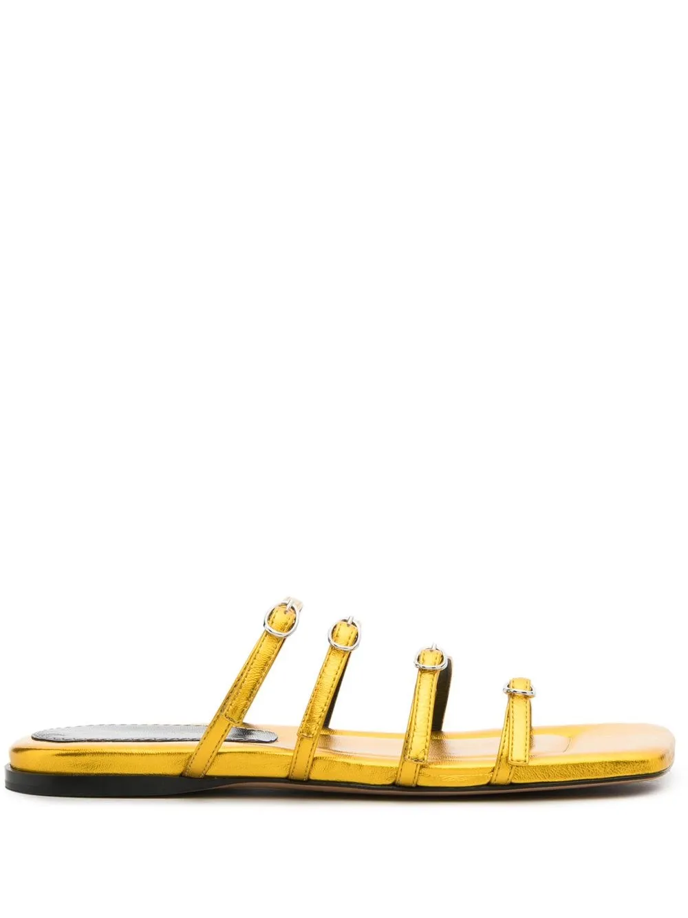 Proenza Schouler Metallic Buckle-detail Slides In Yellow