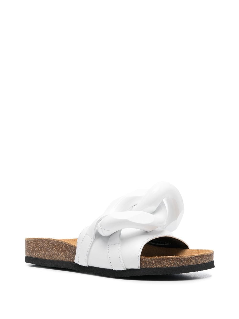Shop Jw Anderson Chain-link Leather Slides In White