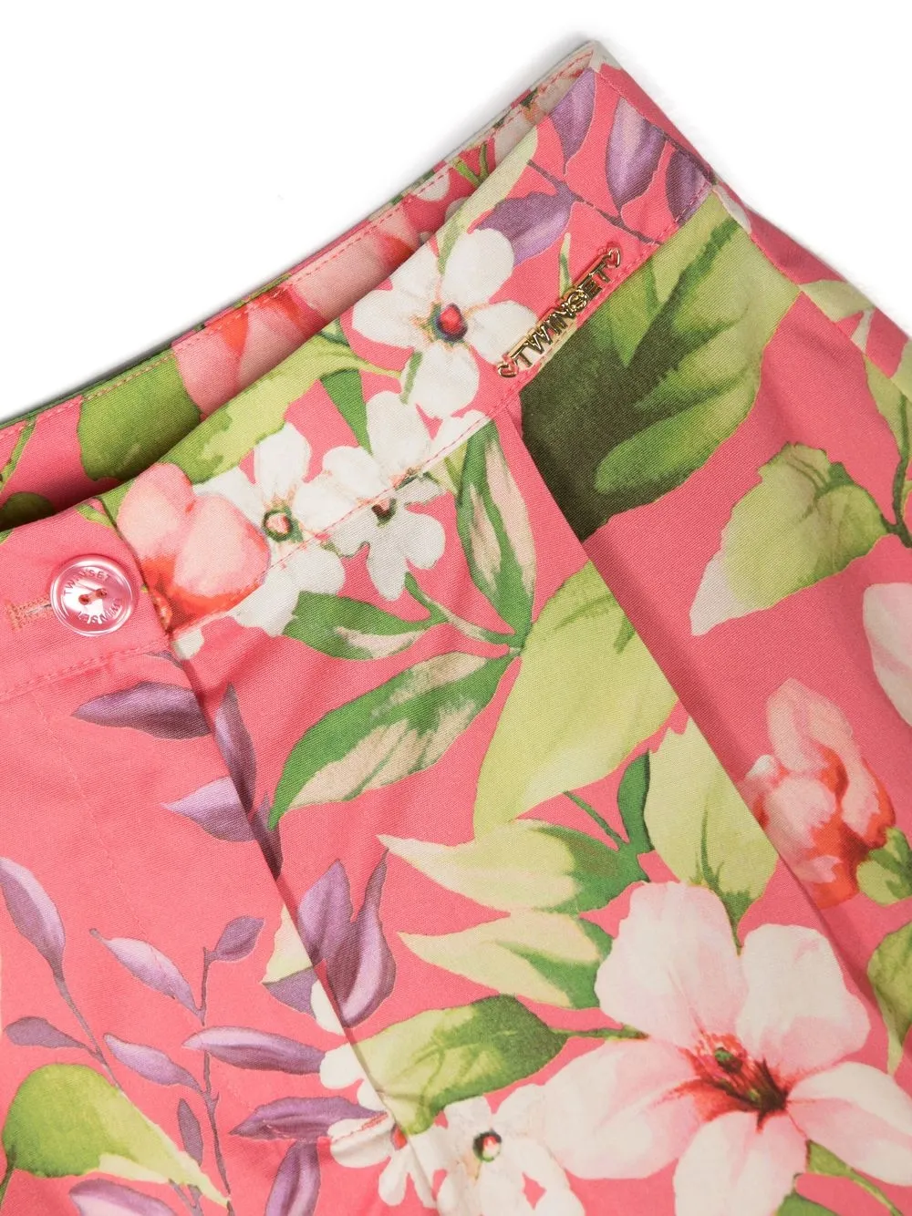 Twinset Floral-print High-waisted Shorts In Pink