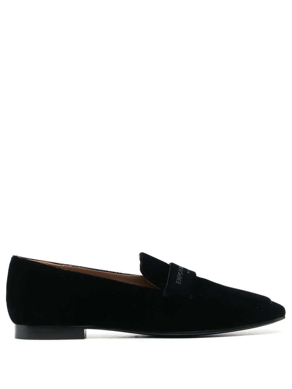 

Emporio Armani logo-motif velvet loafers - Black