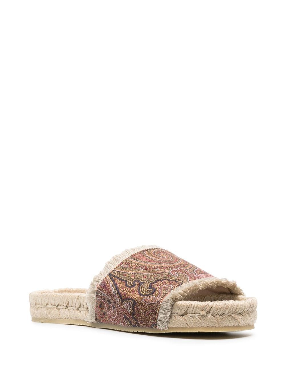 Shop Etro Paisley-print Frayed Slides In Brown