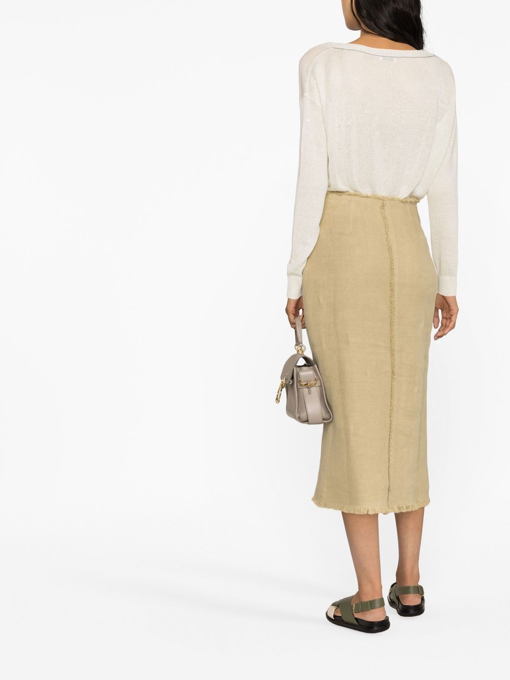 Shop Brunello Cucinelli V-neck Knitted Top In Nude