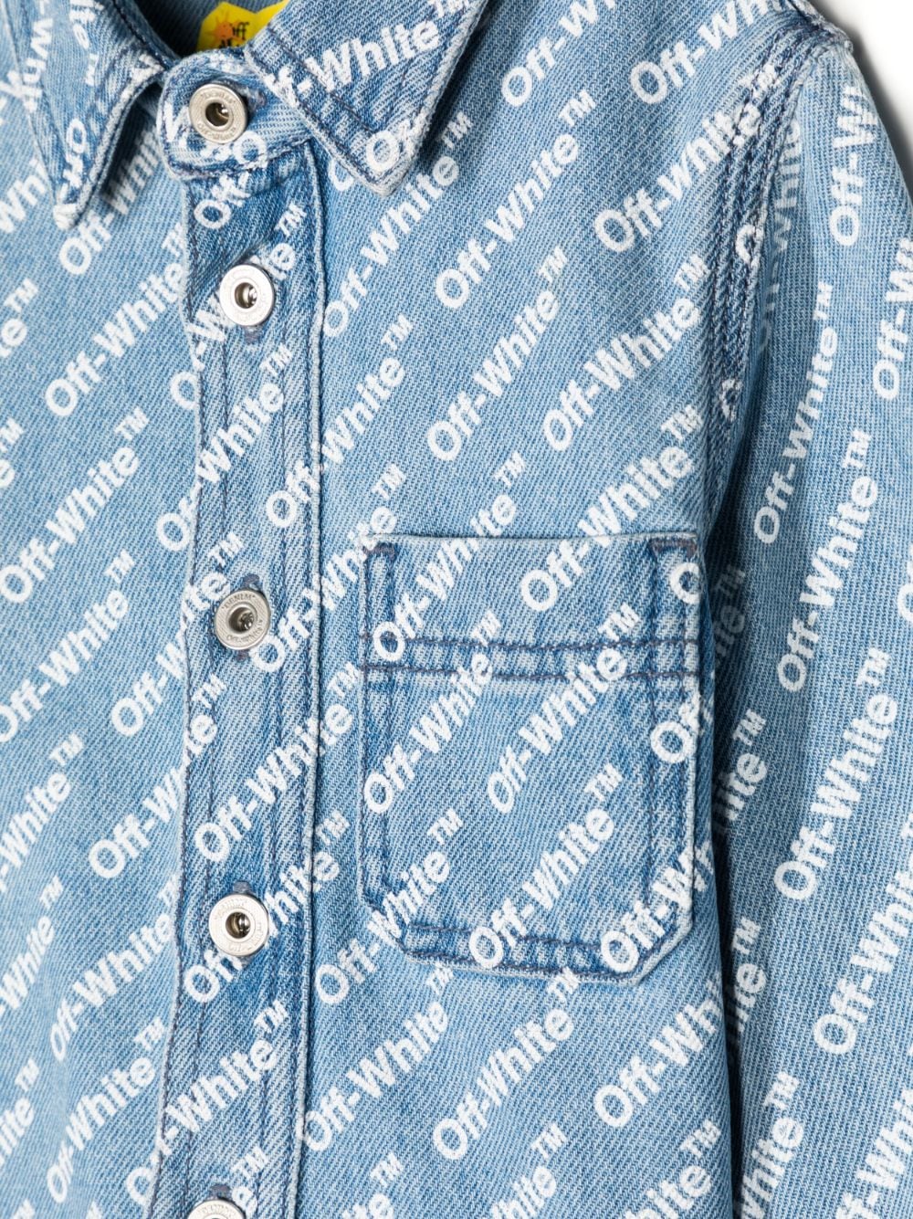 logo-print denim shirt