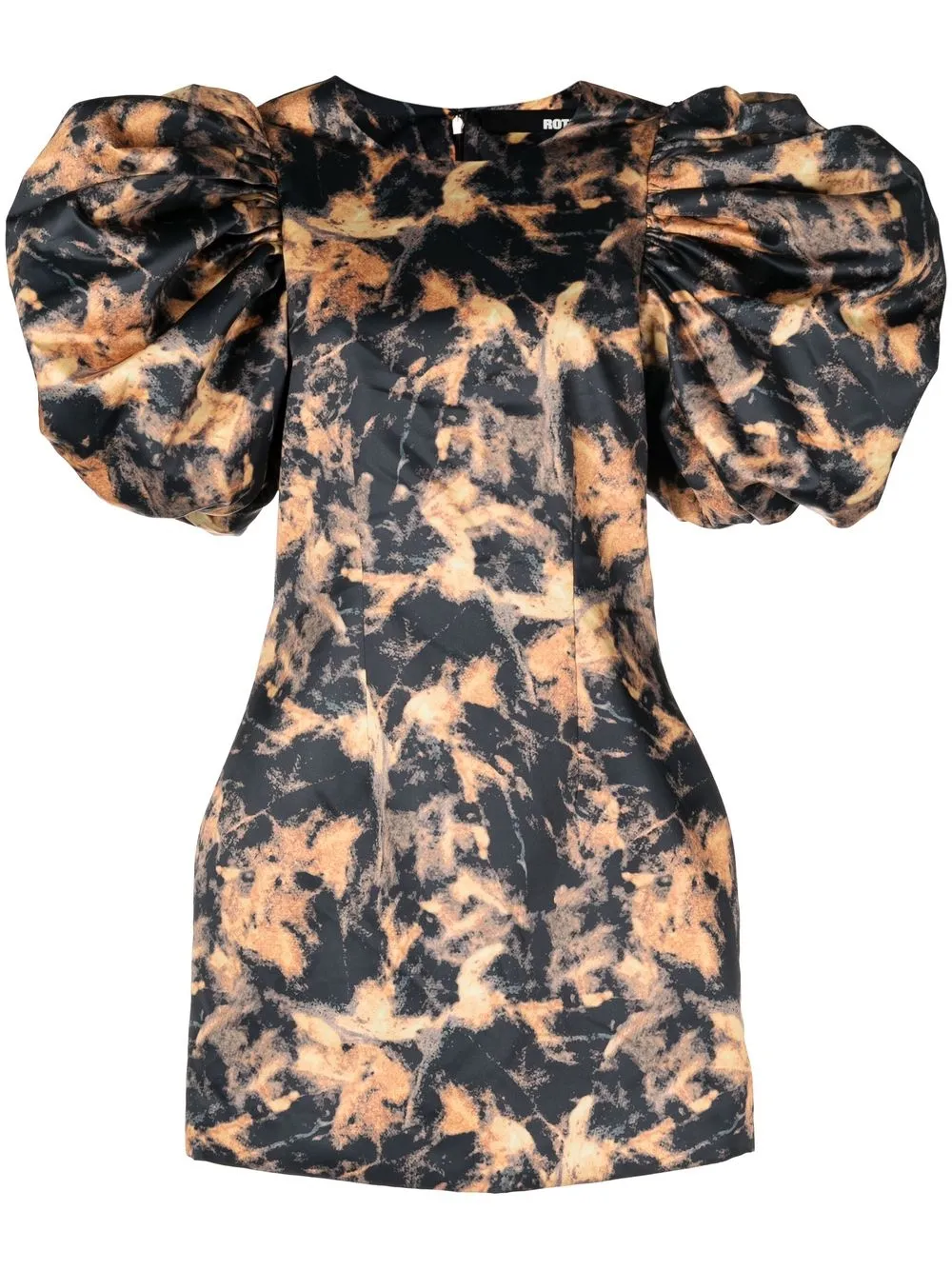 

ROTATE abstract-print puff-sleeve minidress - Black