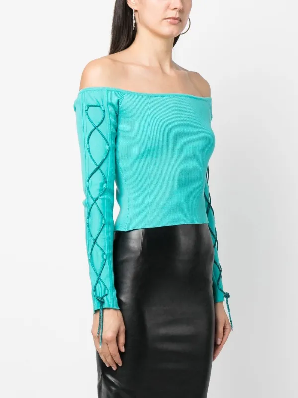 【Giuseppe Di Morabito】ジャージートップ/装飾 Crystal-embellished mesh top in yellow - Giuseppe Di