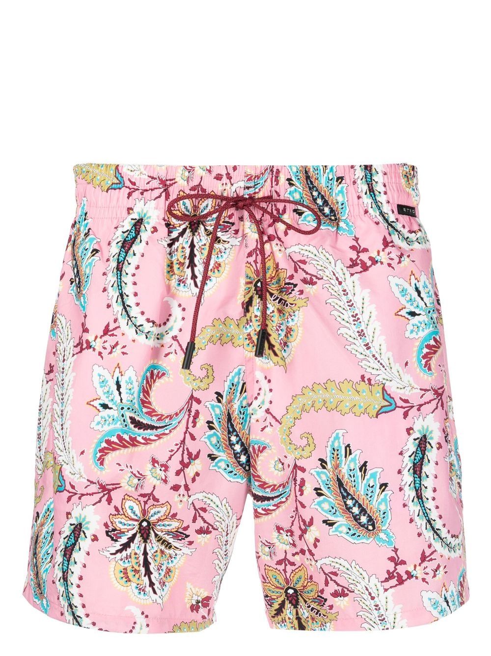 Shop Etro Paisley-print Drawstring Swim Shorts In Pink