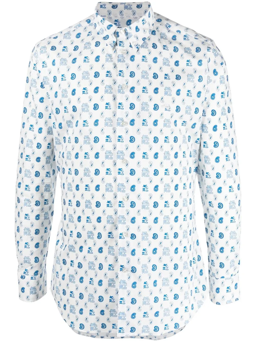 

ETRO camisa con estampado de cachemira y logo - Blanco