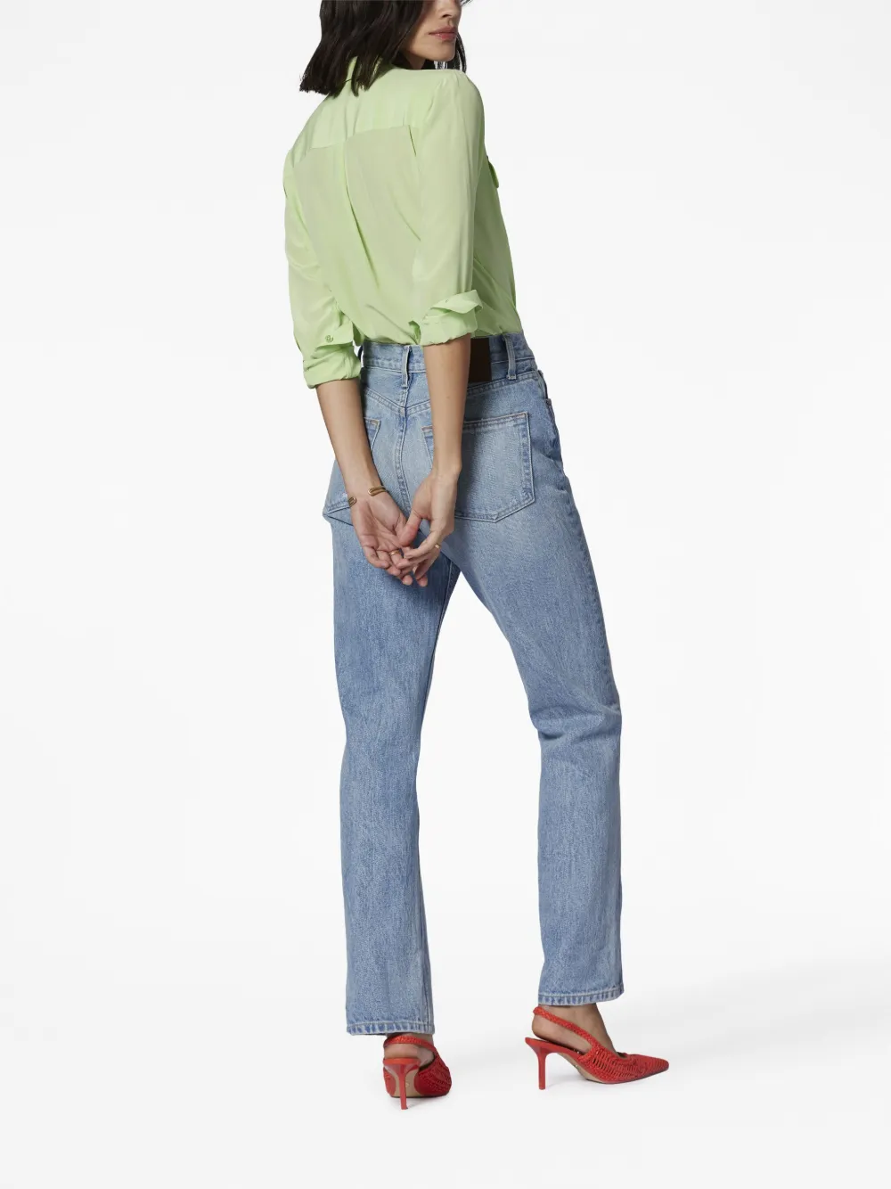 Shop Equipment Flap-pocket Silk Shirt In Green