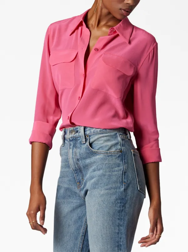 Equipment フラップポケット シルクシャツ | ピンク | FARFETCH JP