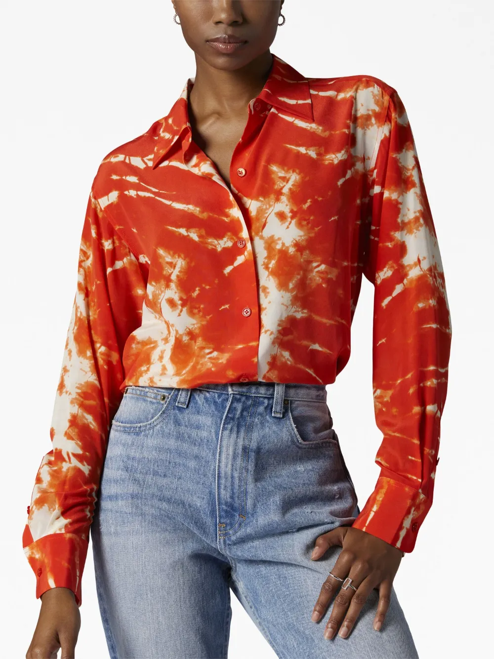 Equipment Blouse met tie-dye print Rood