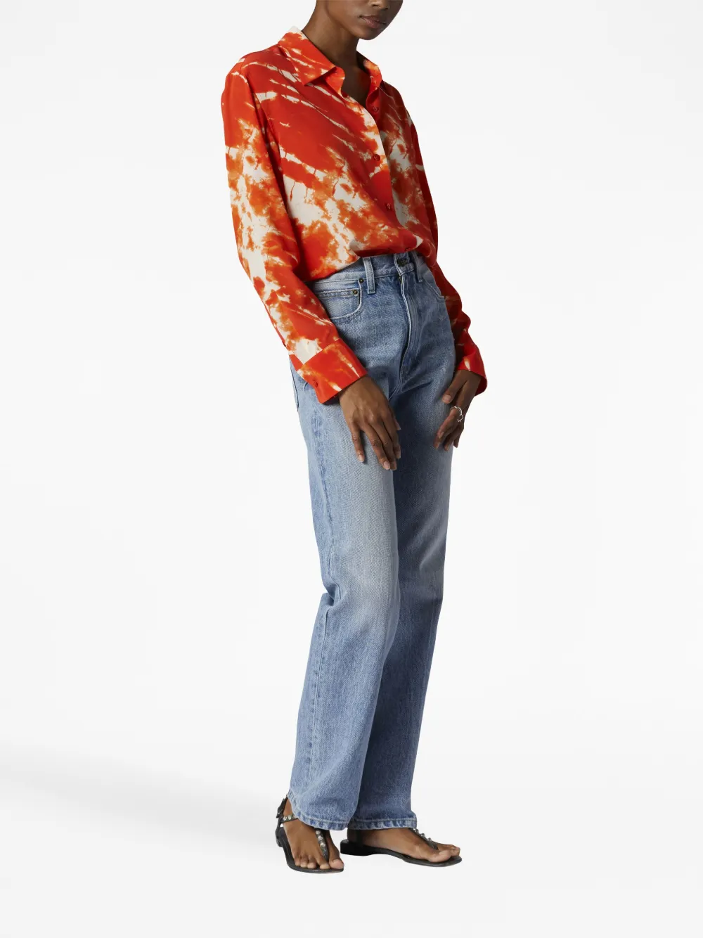 Equipment Blouse met tie-dye print Rood