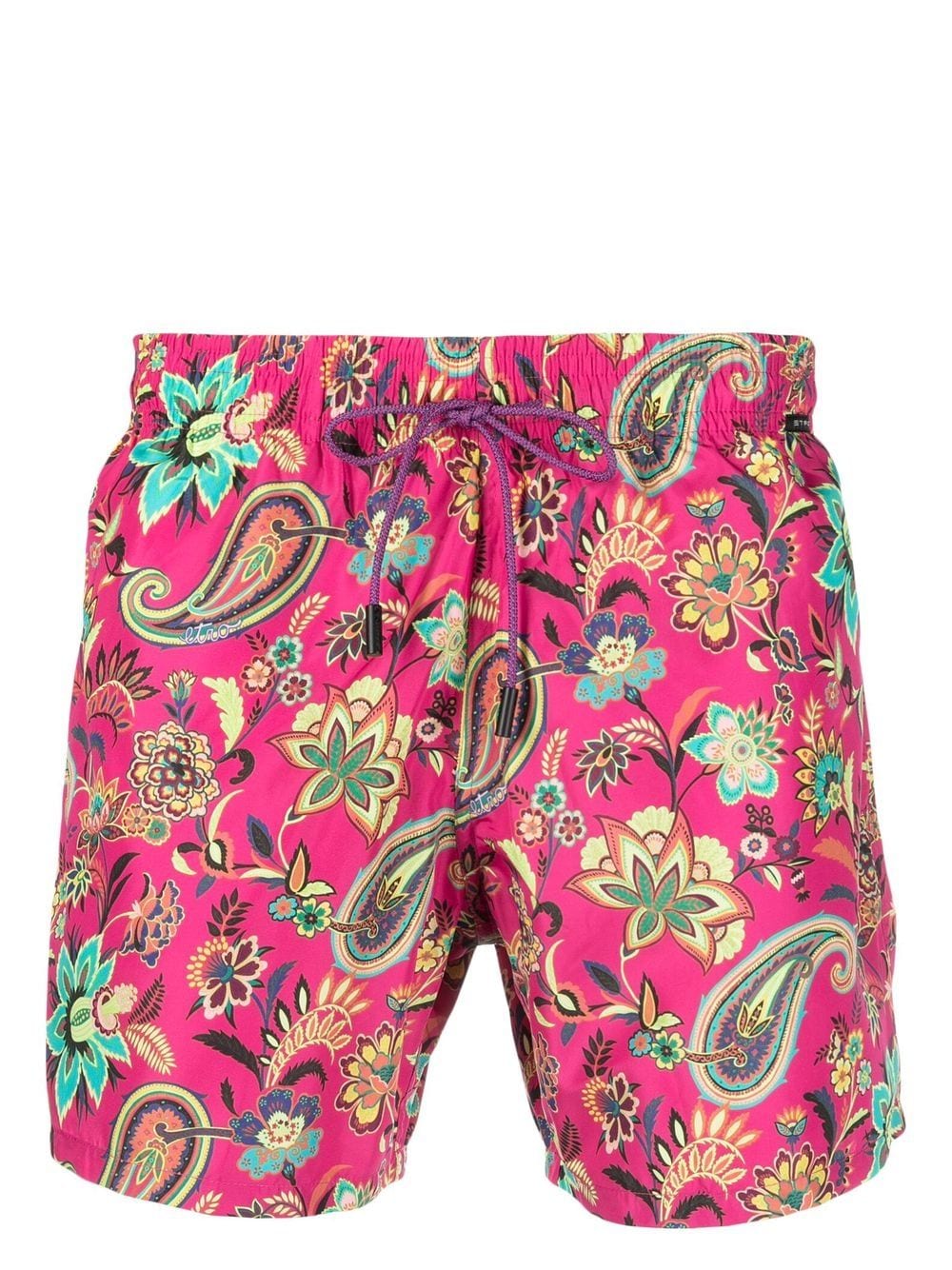 Etro Floral-print Drawstring Swim Shorts In Rosa