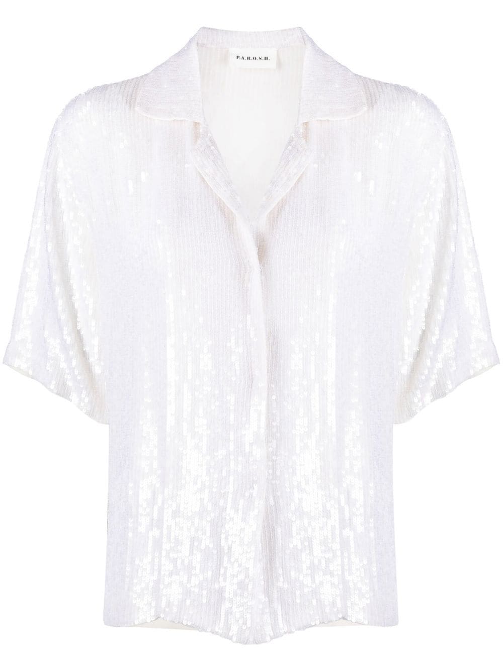 Shop P.a.r.o.s.h Sequinned Short-sleeve Shirt In White