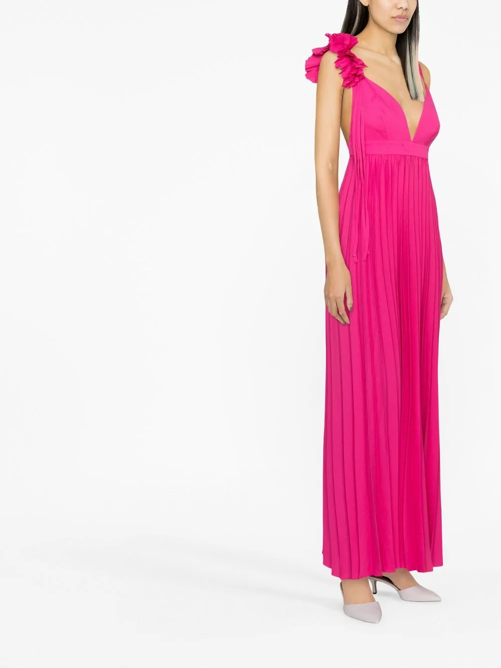 P.a.r.o.s.h Palmer Pleated Maxi Dress In Rosa