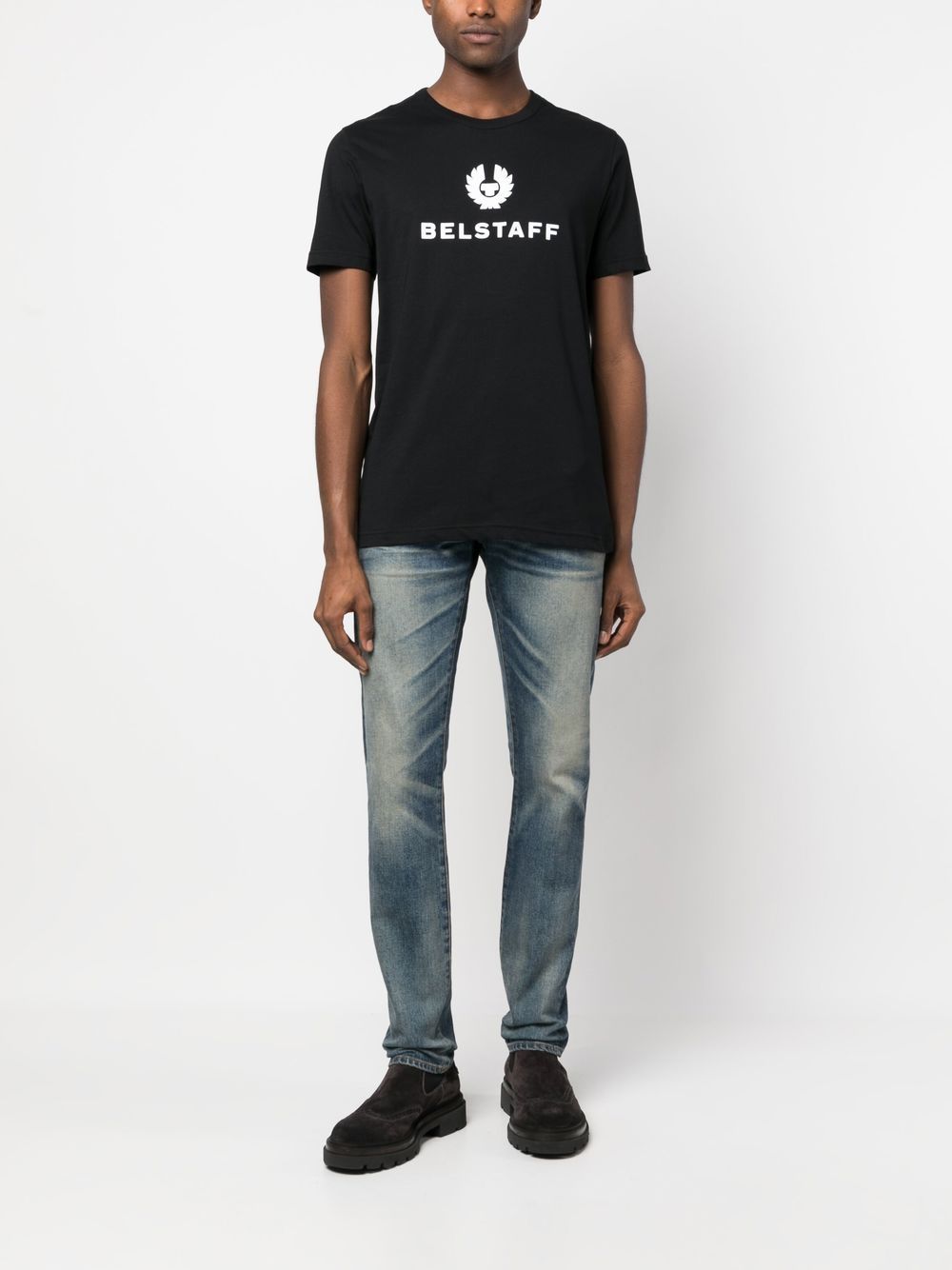 Shop Belstaff Logo-print Cotton T-shirt In Black