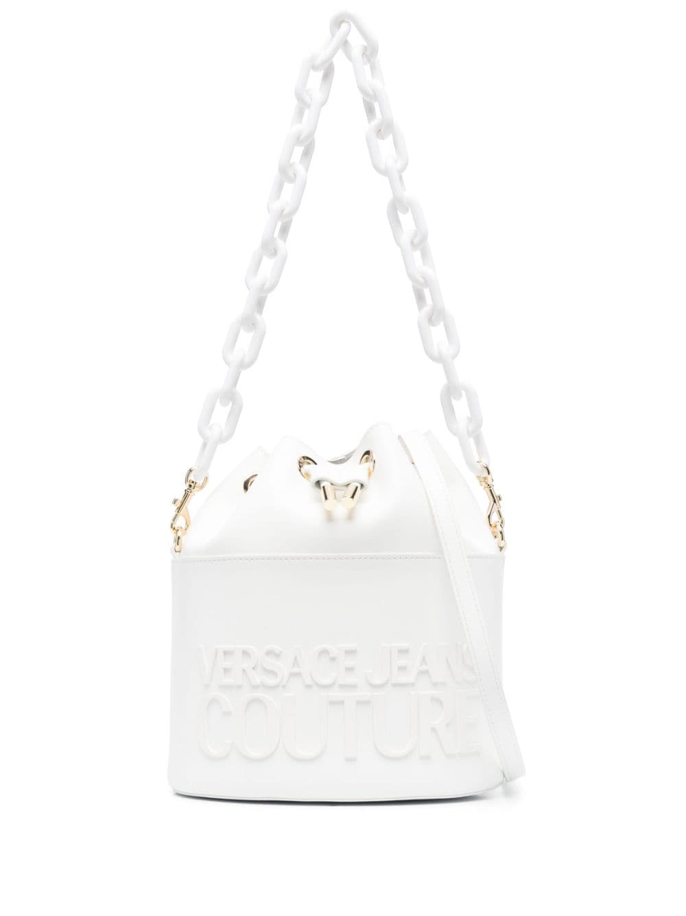 Versace Jeans Couture Logo-plaque Bucket Bag In White