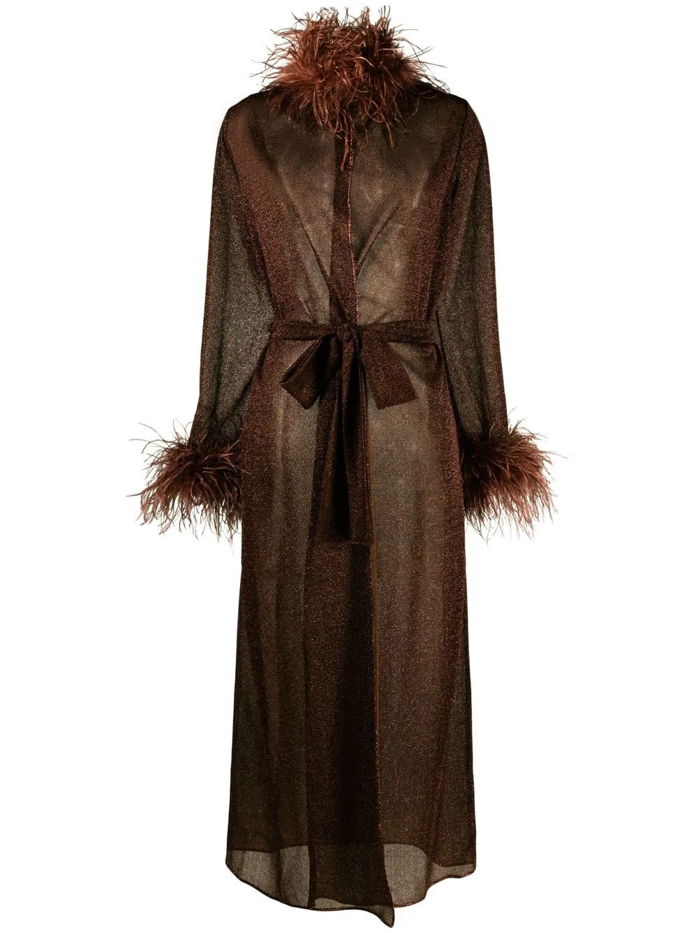 

Oséree Lumière feather-trim coat - Brown