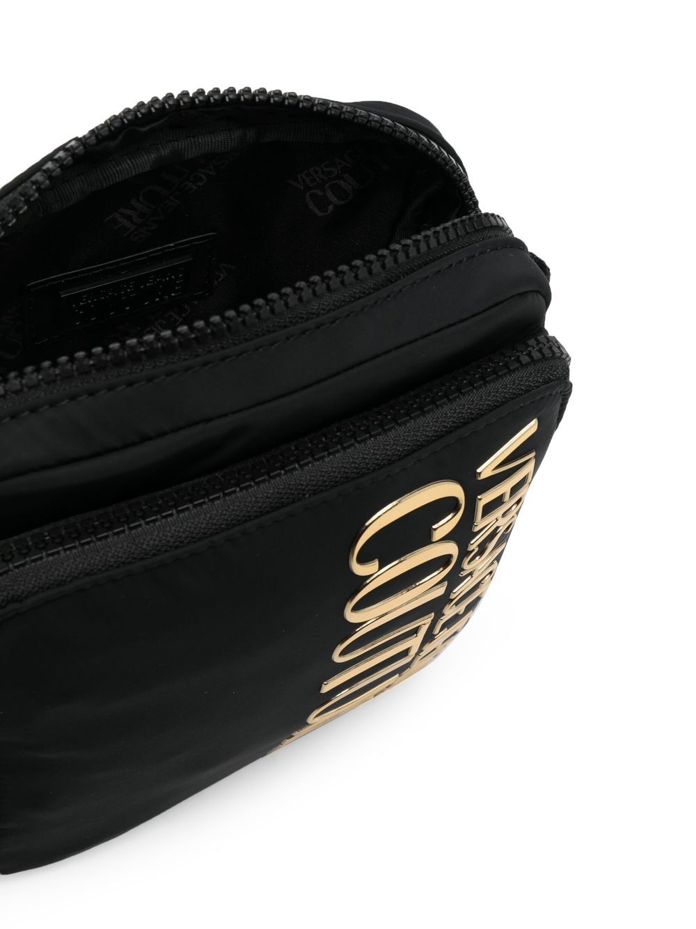 Shop Versace Jeans Couture Logo-plaque Detail Messenger Bag In Black