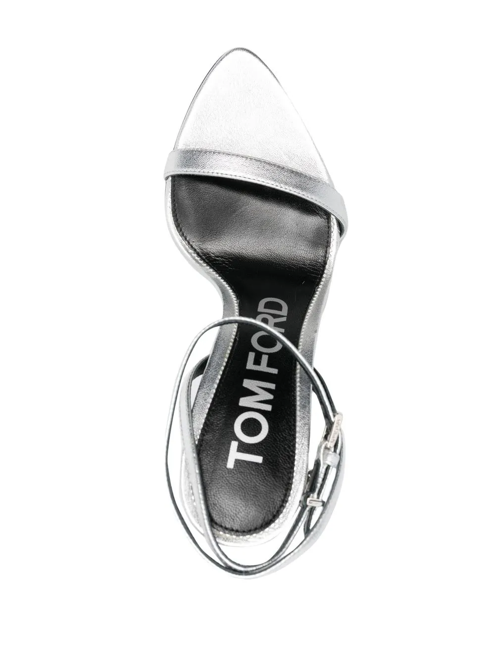 Shop Tom Ford 105mm Padlock Metallic Open-toe Sandals In Grey