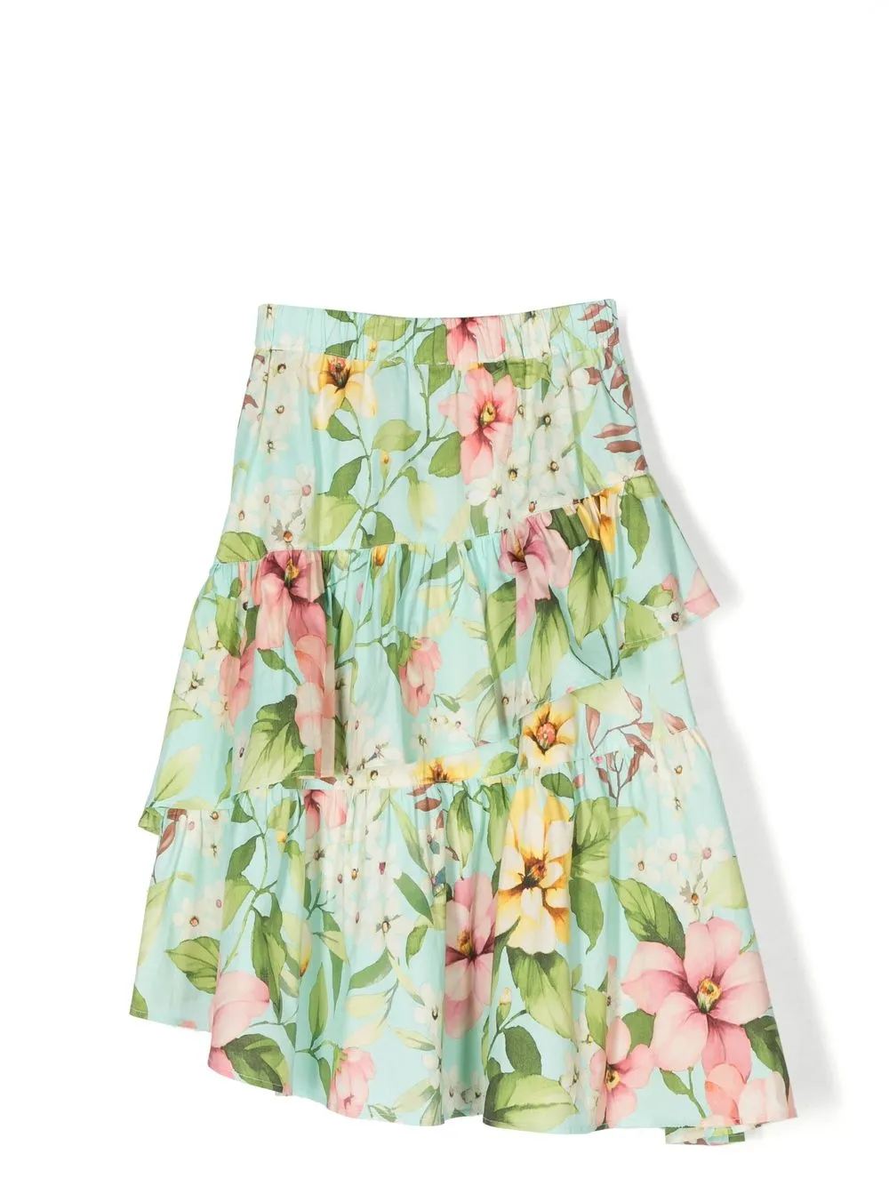 Twinset Floral-print Mini Skirt In Green