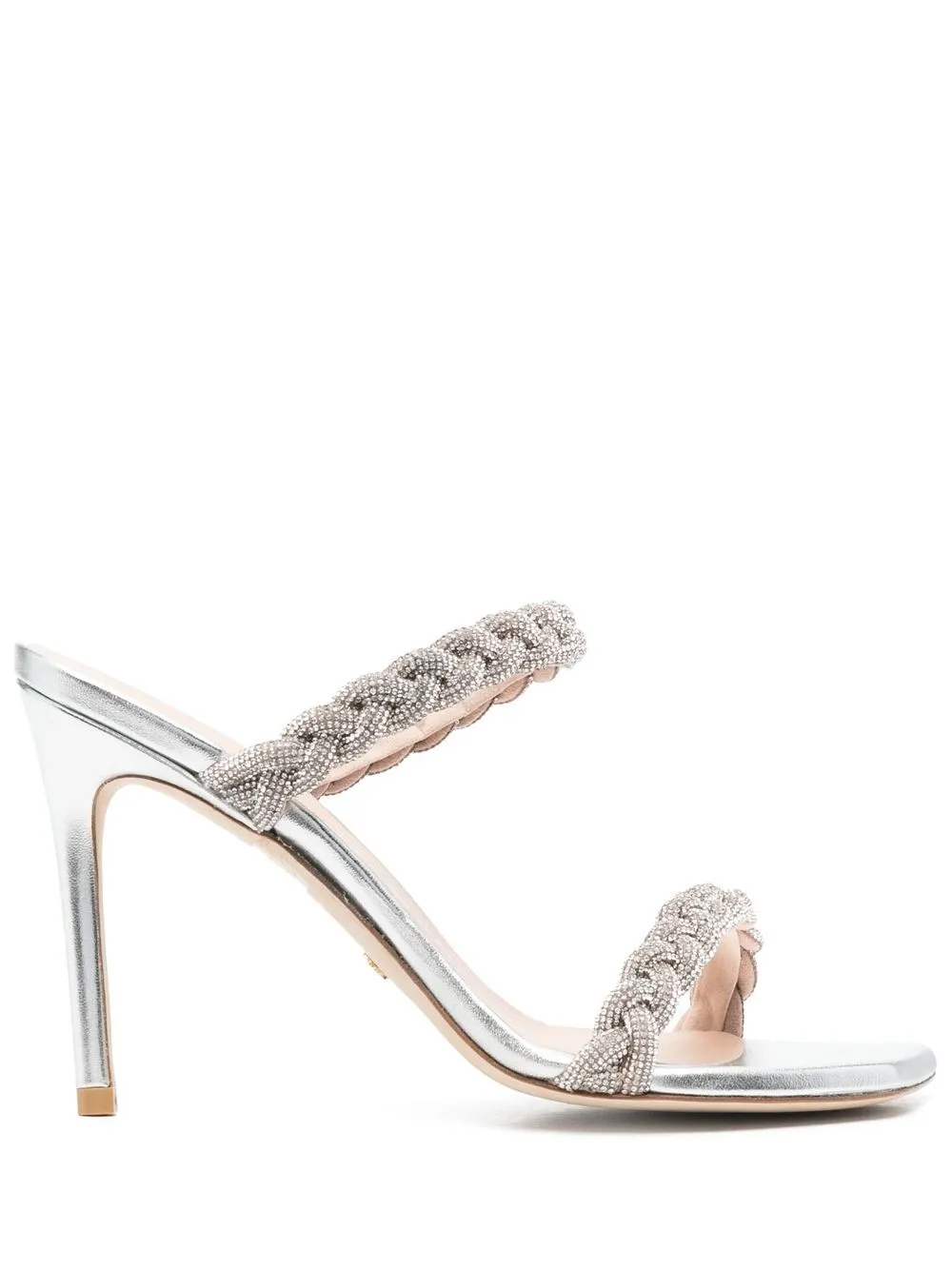 

Stuart Weitzman crystal-embellished braided-strap sandals - Grey