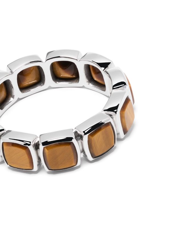 Tom Wood Sterling Silver Cushion Tiger Eye Ring - Farfetch