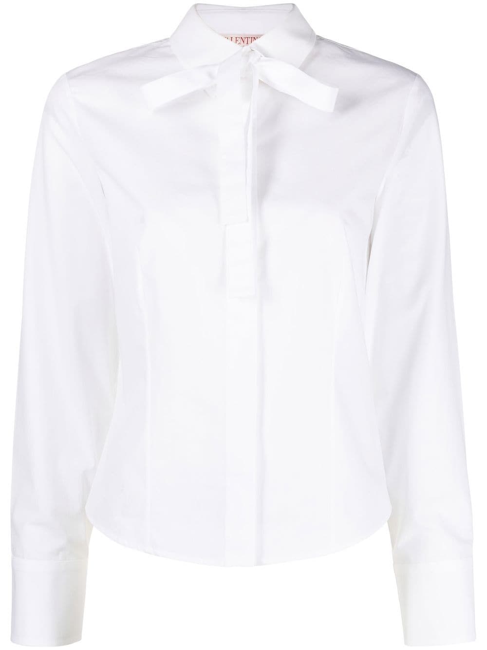 Valentino Pussy-bow Cotton Shirt In White