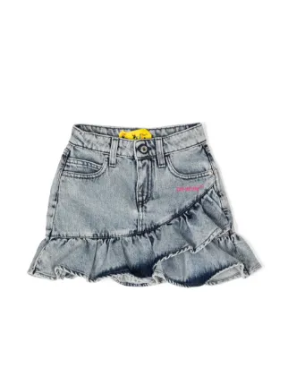 Off White Kids To Be Off Ruffled Denim Skirt Blue FARFETCH