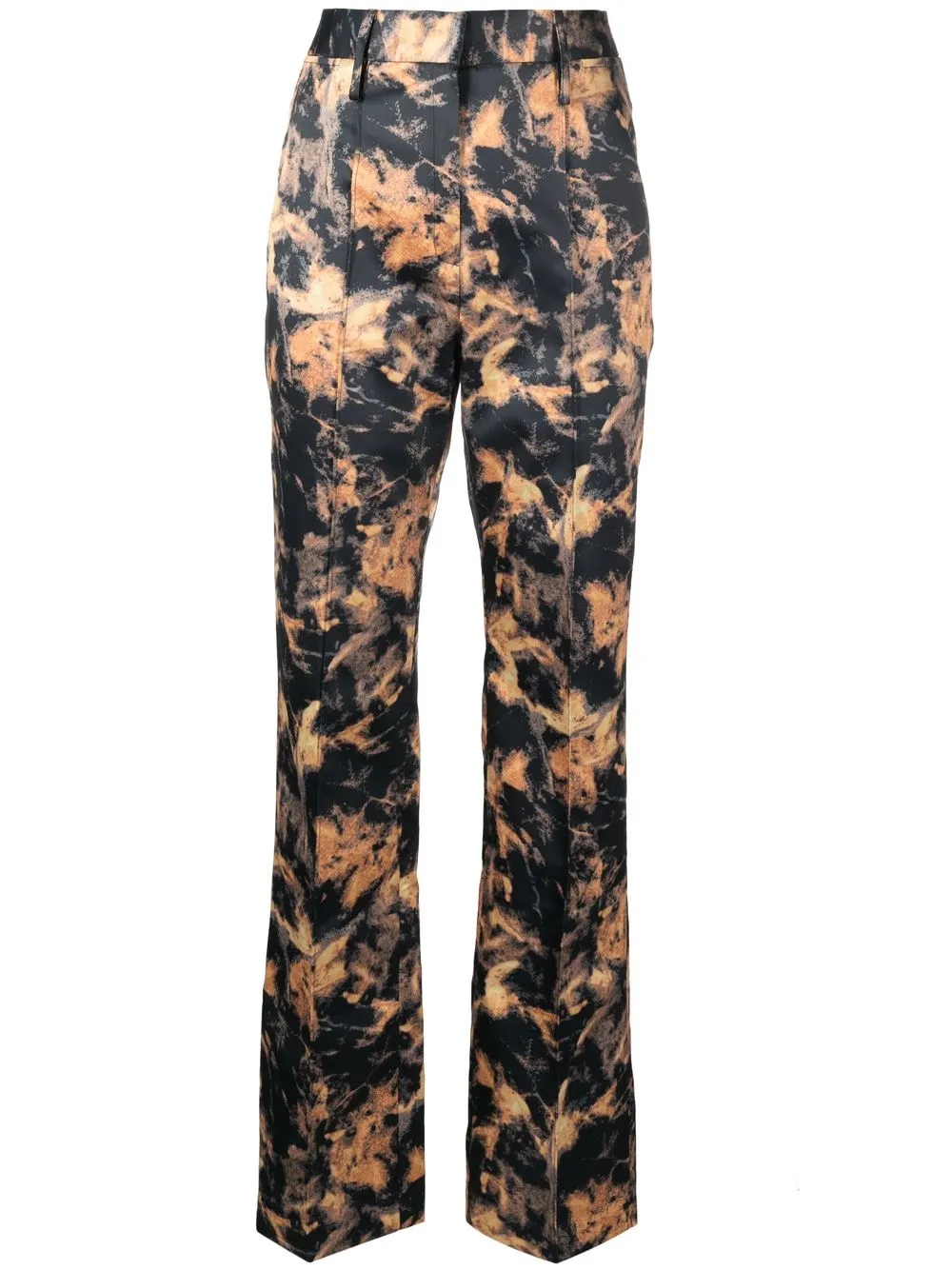 Rotate Birger Christensen Abstract-print Satin Trousers In Black