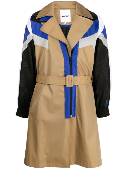 Koché colour-block belted trench coat