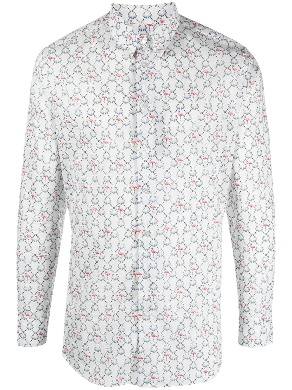 

ETRO geometric flamingo-motif print shirt - White