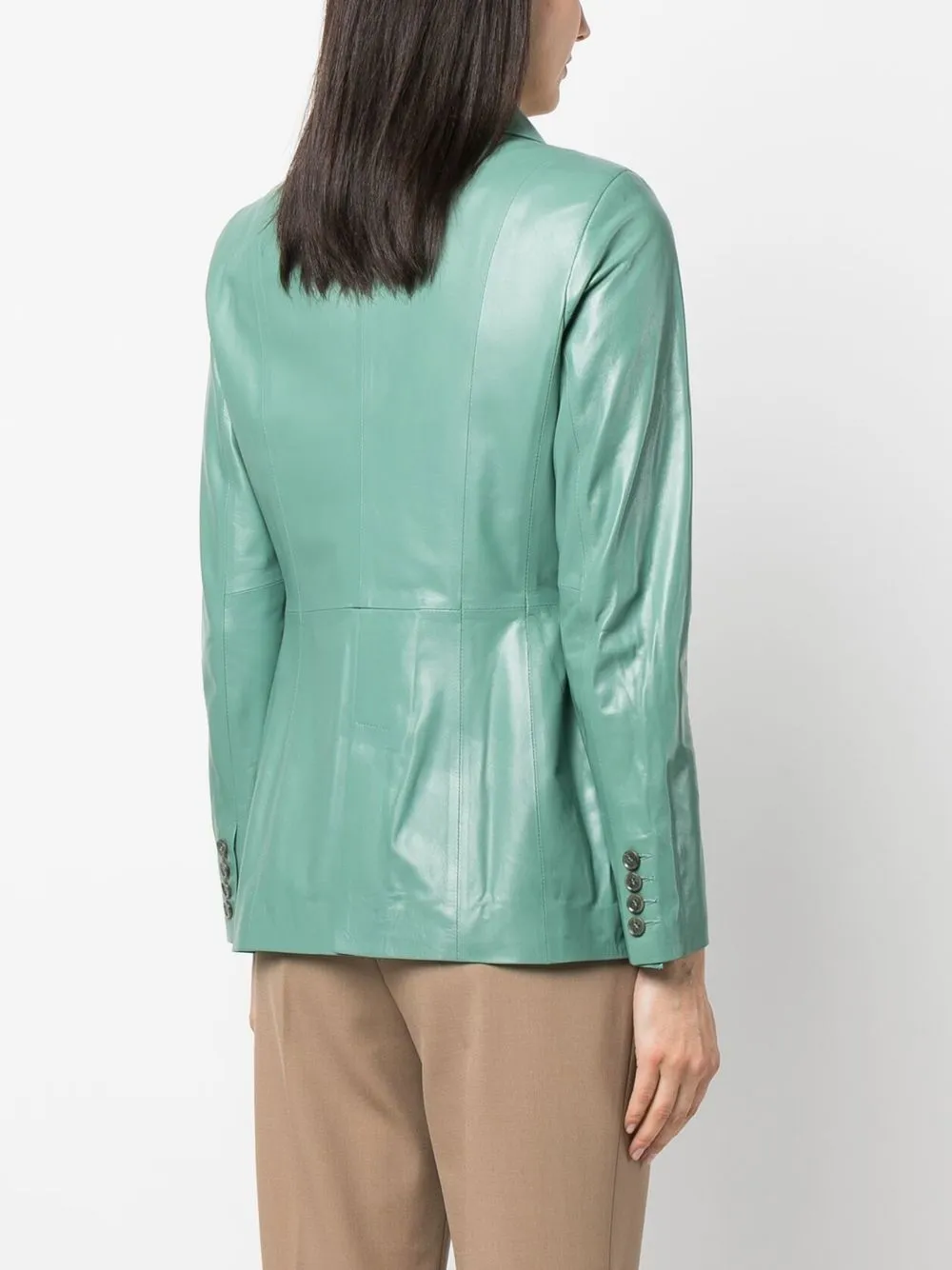 Leather Single-Breasted Blazer