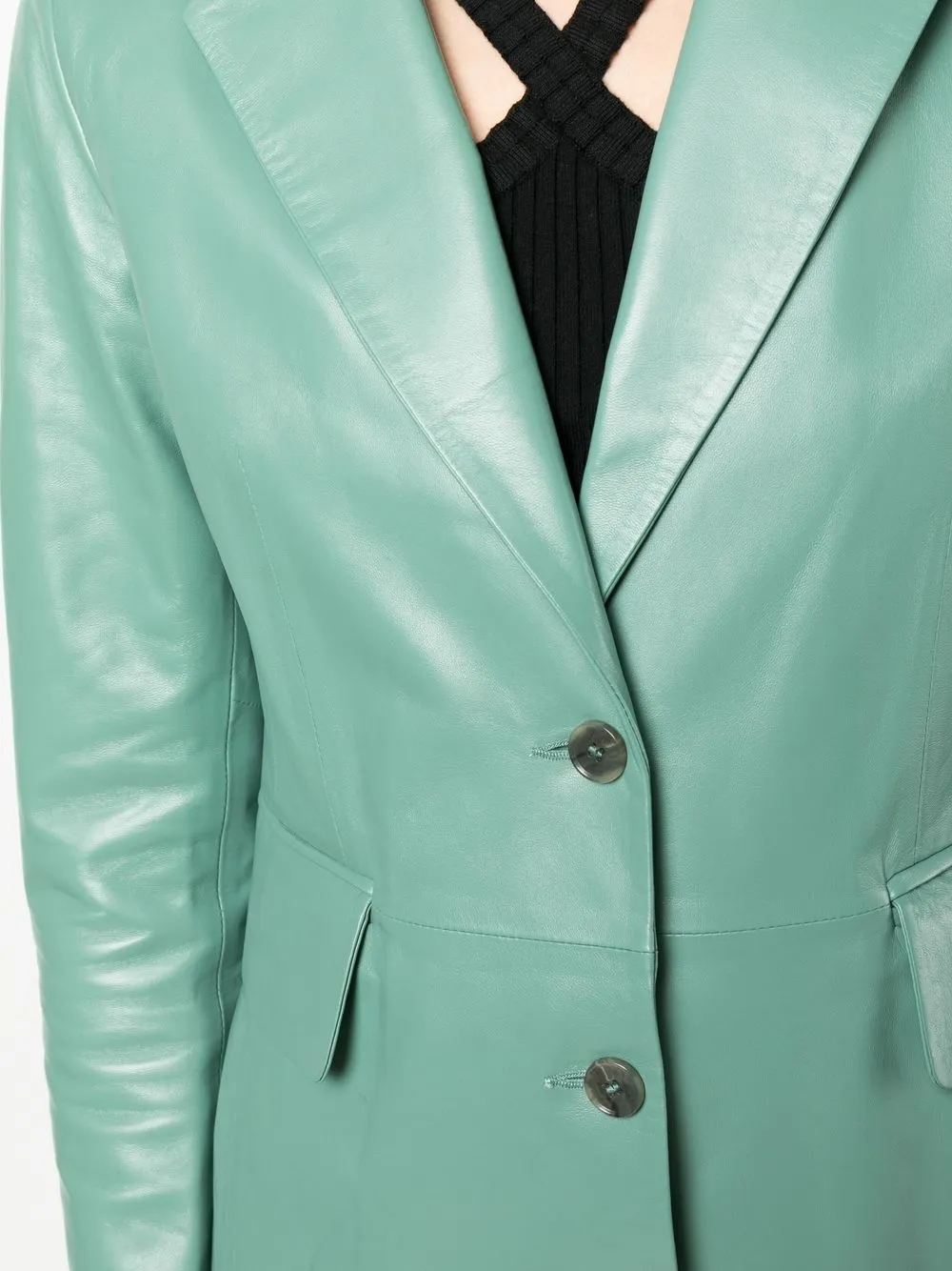Leather Single-Breasted Blazer
