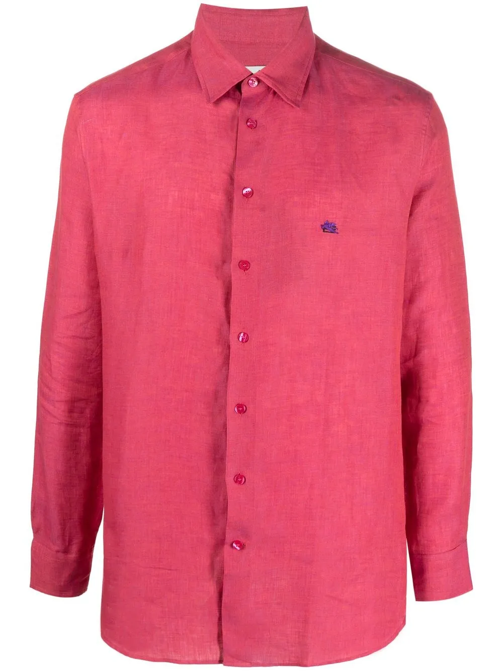 

ETRO embroidered-logo linen shirt - Pink