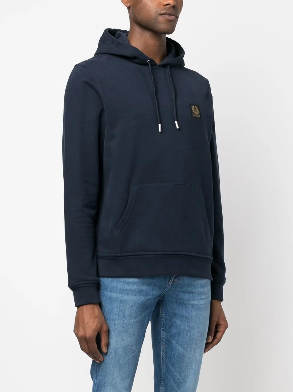 Shop Belstaff Logo-patch Cotton Hoodie In Blue